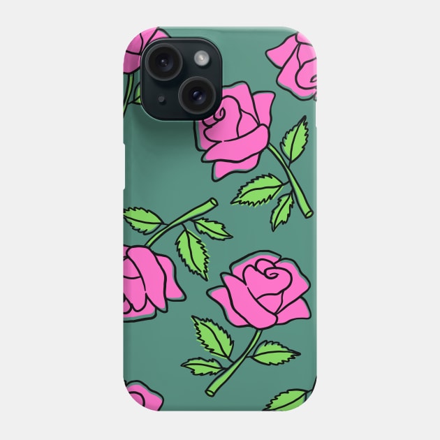 Pink Roses Pattern in Alexandrite Color Phone Case by aybe7elf