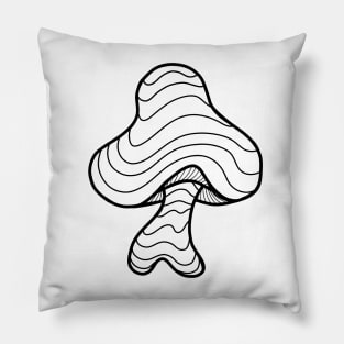 The Perfect Magic Mushroom: Trippy Wavy Black and White Contour Lines Pillow