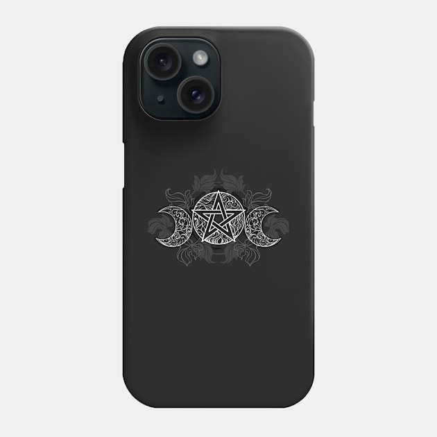 White Pentagram with Leaves Phone Case by Blackmoon9