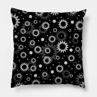 black and white floral pattern design Pillow