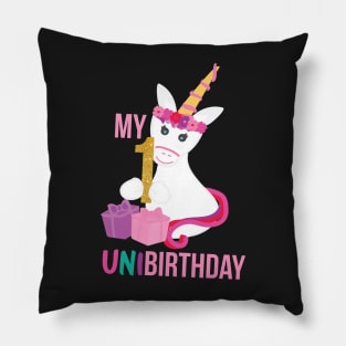 My First UNIBIRTHDAY - Unicorn Birthday party Pillow