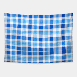 Blue and white gingham pattern Tapestry