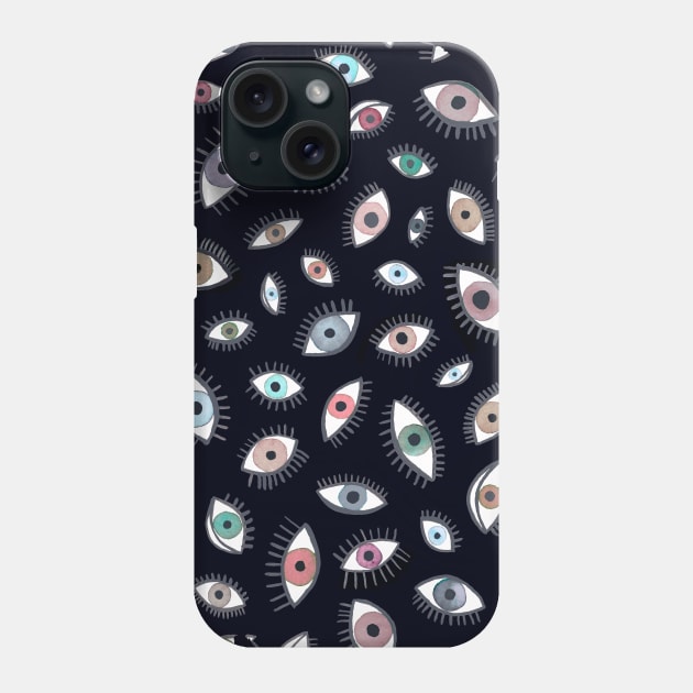 Looking Eyes Black Phone Case by ninoladesign