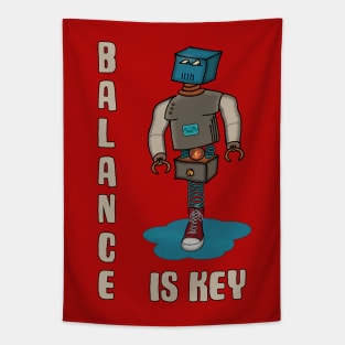 Balance is Key Funny Robot Tapestry