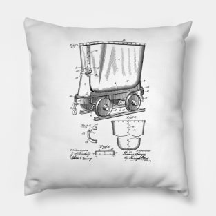 Mine Car Vintage Patent Hand Drawing Pillow