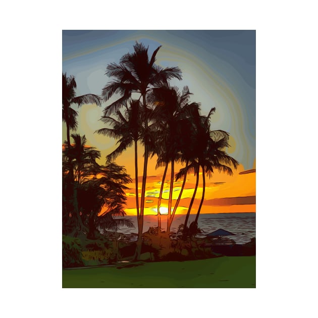 Sunset over the ocean in Maui Hawaii by WelshDesigns