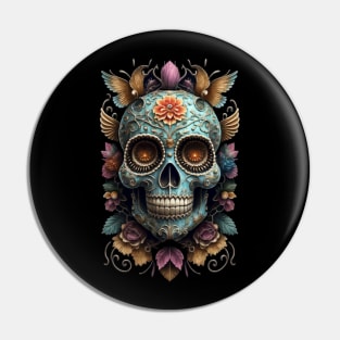 Sugar Skull Dia de los Muertos Mexican Day Of The Dead Tattoo Art Culture Punk Rock Goth Skeleton Pin
