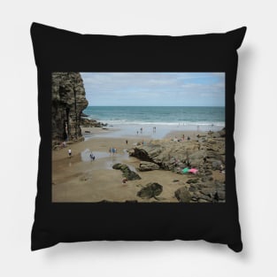 Fun At Bossiney Beach Pillow