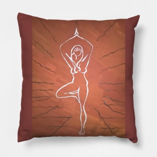 Yoga asana Vrksasana. A tree pose. Pillow