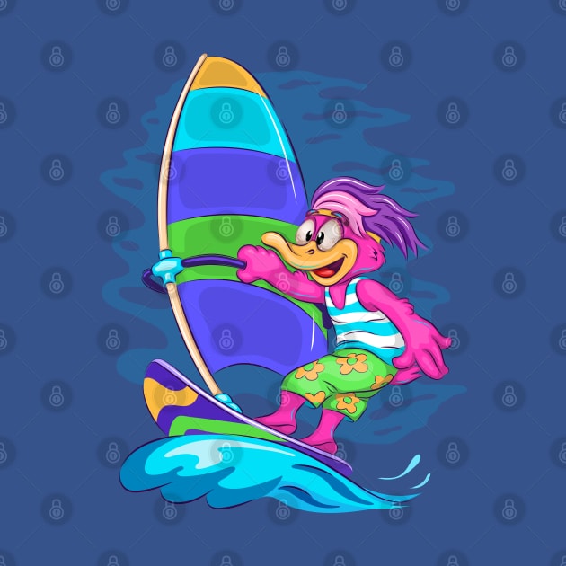 Cartoon Duck Windsurfer by AndreKENO