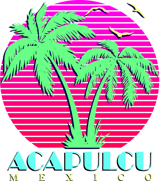 Acapulcu Mexico Palm Trees Sunset Kids T-Shirt by Nerd_art