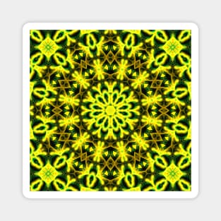 Psychedelic Mandala Yellow and Green Magnet