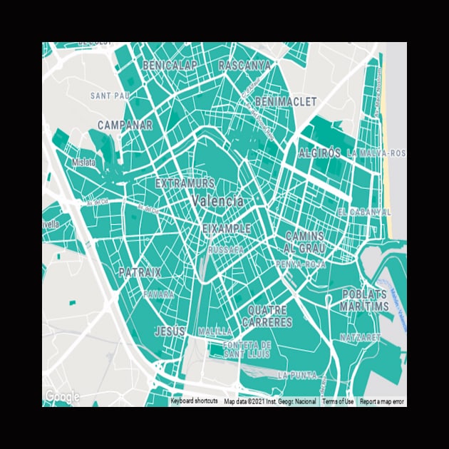 Valencia light blue map by Mapmania