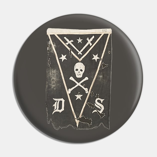 Pirate Skull Pennant Pin by MotoGirl