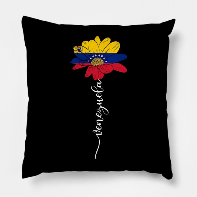 Vintage Venezuela Sunflower Flag Venezuela Lover Pillow by Sandra Holloman