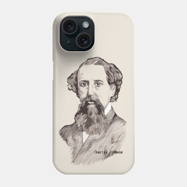 Charles Dickens - Victorian Novelist Phone Case by The Blue Box