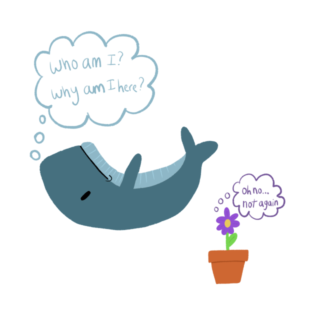 Falling Whale and Petunias by allysci