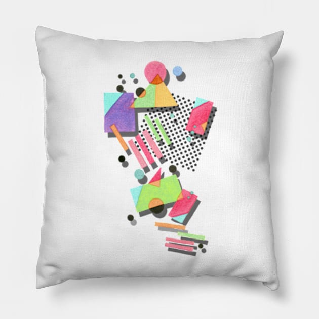 Retro 80s Geometric Pillow by PatriciaSheaArt