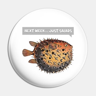 Blowfish drawing / "Next week just salads" Pin