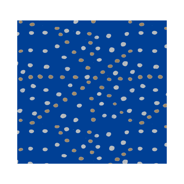 Silver and Gold Polka Dots on Blue by DanielleGensler