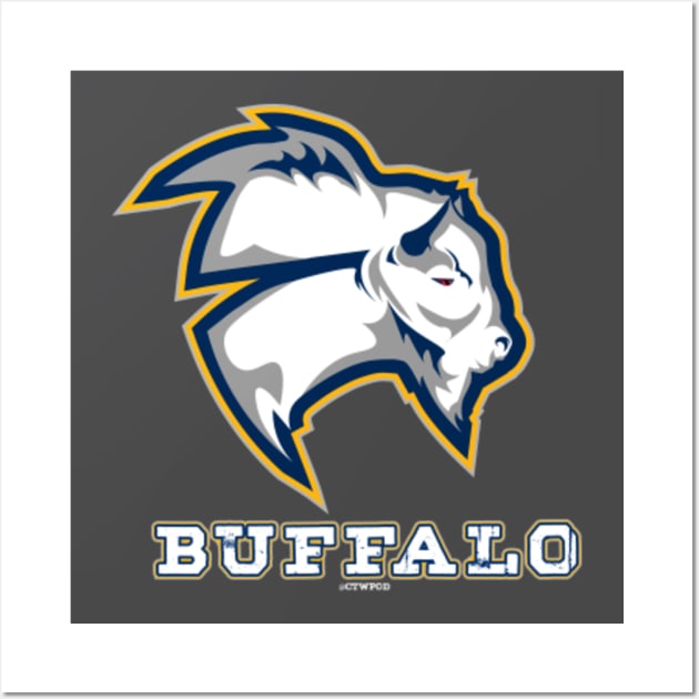 Buffalo Sabres Bison Head Logo- Blue/Yellow