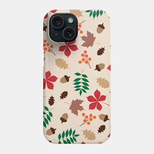 Autumn leaves falling with acorns and fruits / Fall pattern 2 Phone Case