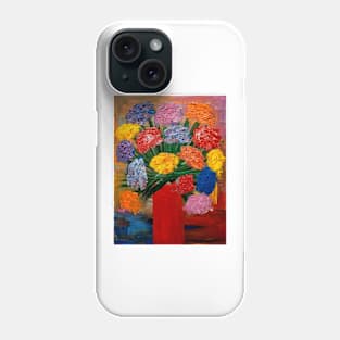 Some beautiful large abstract flowers in a red metallic vase Phone Case