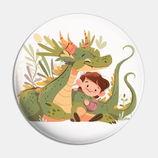 Adorable Dragon Animal Loving Cuddle Embrace Children Kid Tenderness Pin