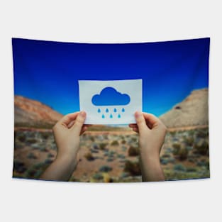 holding rain icon Tapestry