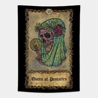 Queen Of pentacles. Eternal Bones Tarot Design (Colorful) Tapestry