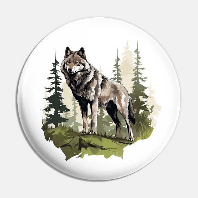 Watercolor Wolf Pin by zooleisurelife