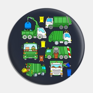 Green Garbage Truck Design Pin