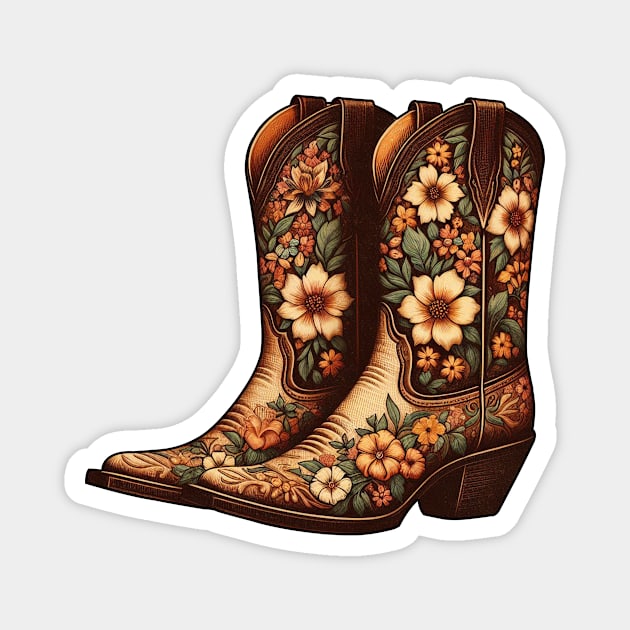 Flower cowgirl boots Magnet by PinScher