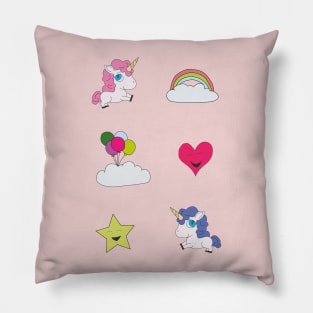 Cute unicorns, clouds, stars and hearts Pillow