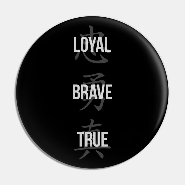 Loyal, Brave, True - Three Virtues Pin by Bunny Prince Design