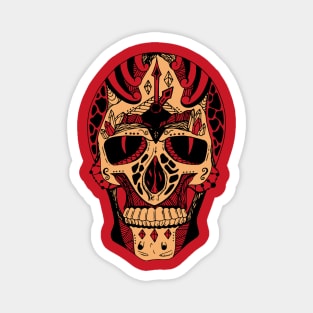 Red and Cream Time Skull Magnet