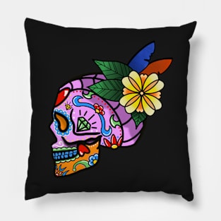 Pink Dia De Los Muertos Calavera Skull Sticker Pillow