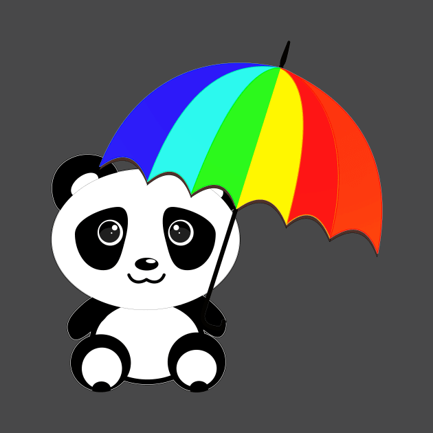 Panda with colorful umbrella by RRSA Designs