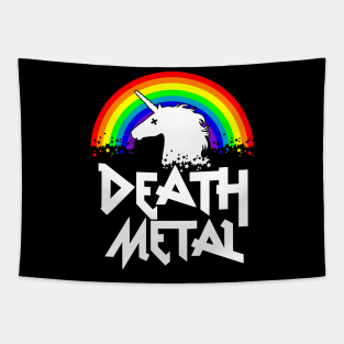 Death Metal Unicorn Funny Rocker Festival Horns Hand Music Metal Tapestry