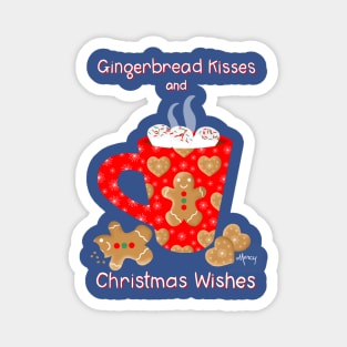 Hot Chocolate and Gingerbread Cookies on Ice Blue Magnet