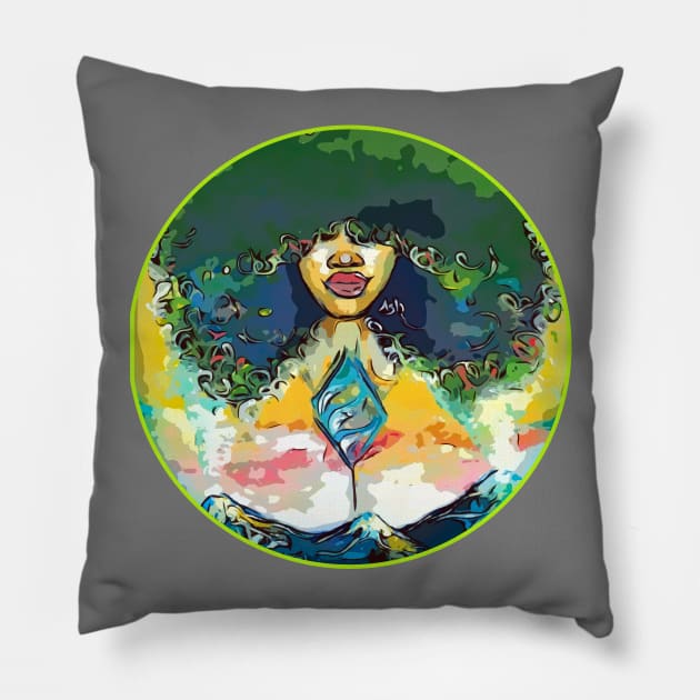 Women Of Nature Curly Afro Natural Hair Pillow by EllenDaisyShop