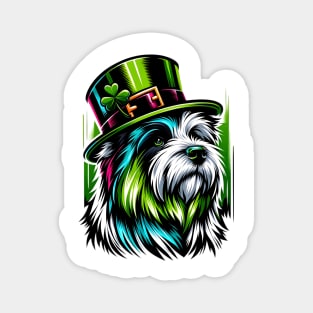 Polish Lowland Sheepdog in Saint Patrick's Day Spirit Magnet