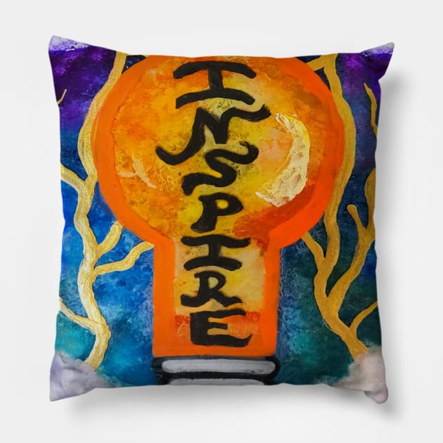 Inspire Light Bulb Idea Brainstorm Pillow by Art by Deborah Camp