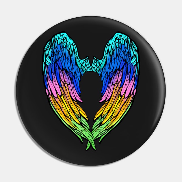 Pastel Rainbow Angels Wings Back Design T-Shirt, Phone Case and Others Pin by SusanaDesigns