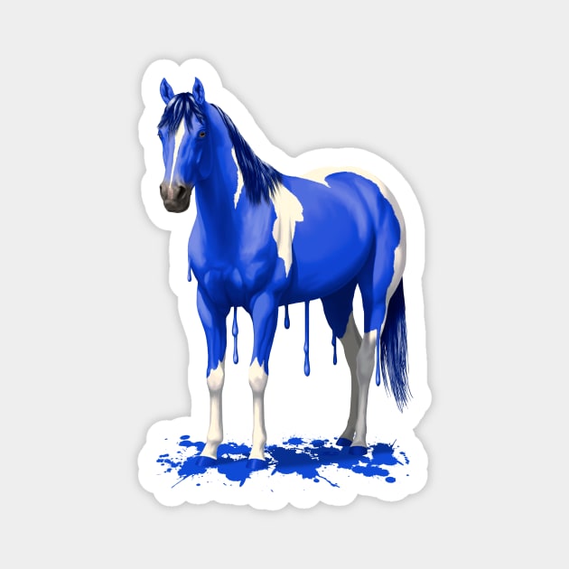 Bright Royal Blue Pinto Wet Paint Horse Magnet by csforest