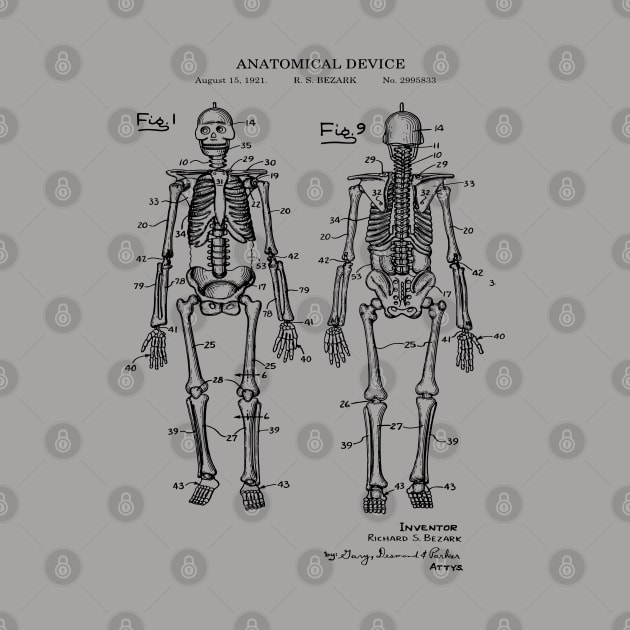 Human Skeleton Artwork Patent Image 1921 by MadebyDesign