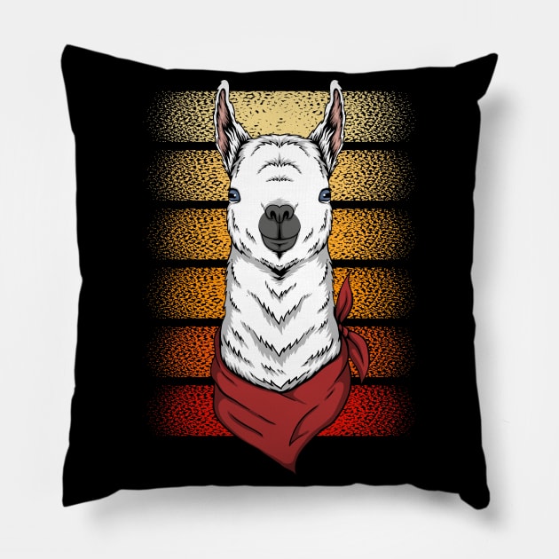 White Retro Llama Pillow by puffstuff