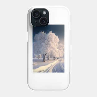 White Winter Ways - A serene calm winter road in cool sunlight Phone Case