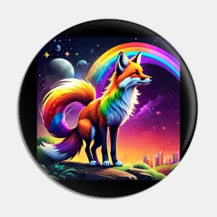 Rainbow Fox Pin