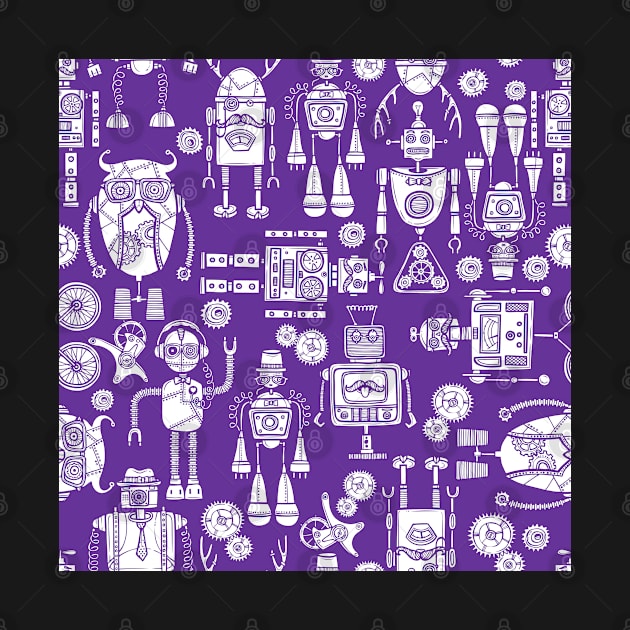 White Robots on Purple by implexity